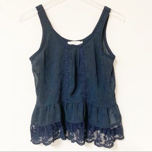NWT Abercrombie & Fitch Navy Blue Lace Tank Top
